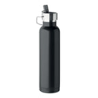 Branded Vacuum Bottle with Built-In Straw in Black