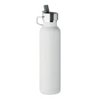 Branded Vacuum Bottle with Built-In Straw in White