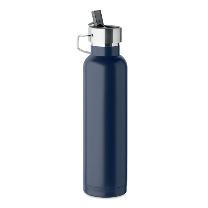 Branded vacuum bottle with built-in straw