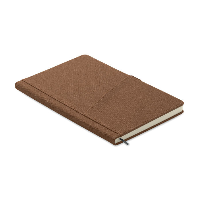 Branded A5 PU Notebook with Front Phone Pocket in Brown