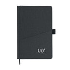 Branded A5 PU Notebook with Front Phone Pocket in Black