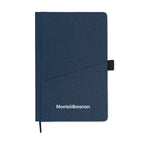Branded A5 PU Notebook with Front Phone Pocket in Blue