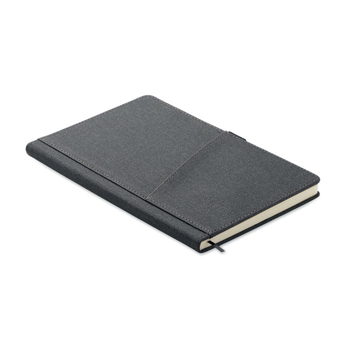 Branded A5 PU Notebook with Front Phone Pocket in Grey