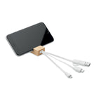 Branded Bamboo Key Ring Phone Stand with Charging Cable without branding
