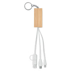 Branded Bamboo Key Ring Phone Stand with Charging Cable without branding