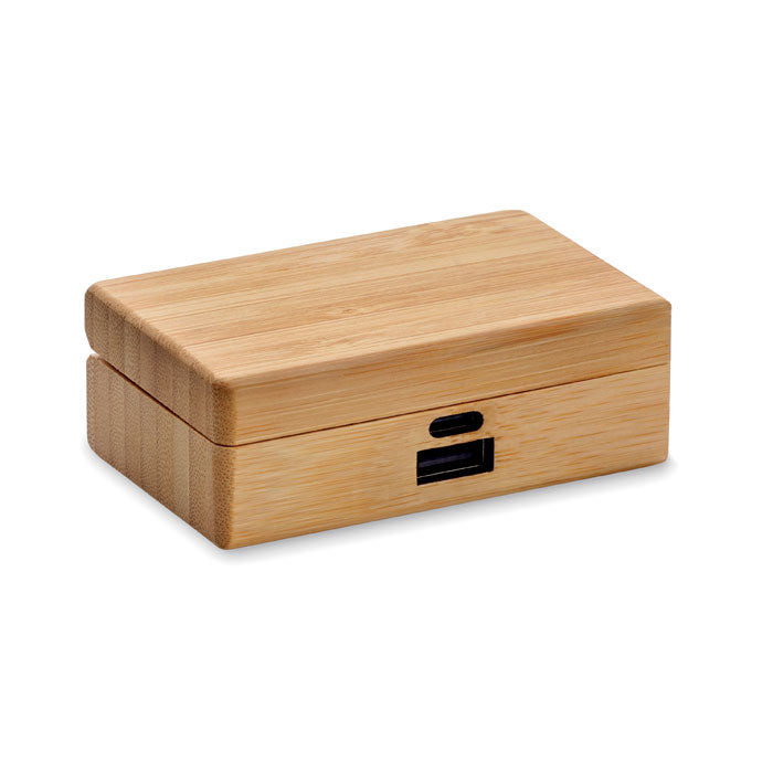 Branded Earphones in Bamboo Case without branding
