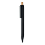 Branded Recycled ABS Pen with Bamboo Button in Black