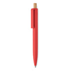 Branded Recycled ABS Pen with Bamboo Button in Red