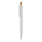 Branded Recycled ABS Pen with Bamboo Button in White