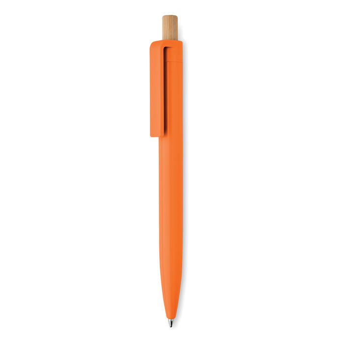 Branded Recycled ABS Pen with Bamboo Button in Orange
