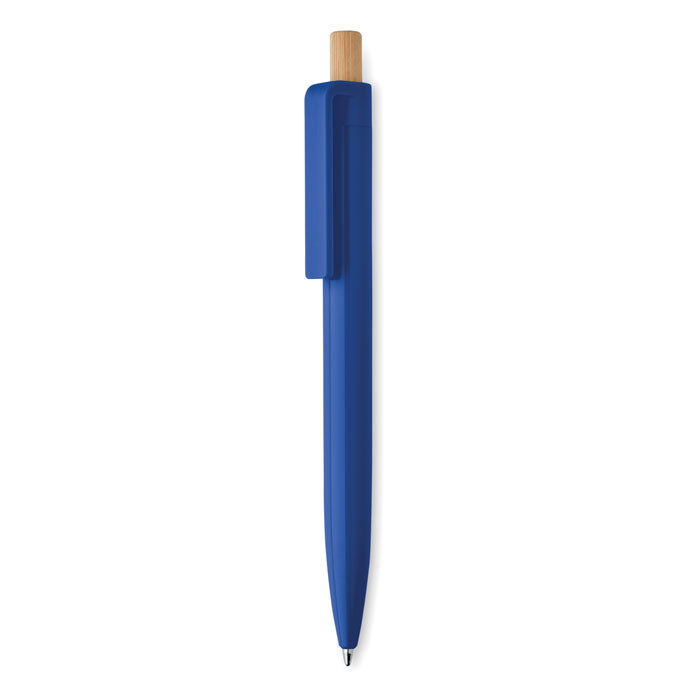 Branded Recycled ABS Pen with Bamboo Button in Blue