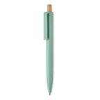 Branded Recycled ABS Pen with Bamboo Button in Green