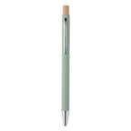 Branded Recycled Aluminium Pen with Bamboo Button and Silver Clip without branding