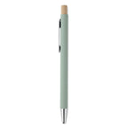 Branded Recycled Aluminium Pen with Bamboo Button and Silver Clip without branding