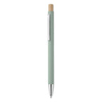 Branded recycled aluminium pen with bamboo button and silver clip