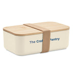 Branded PLA Corn Lunch Box with Bamboo Lid 1000ml in Brown