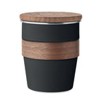 Branded Steel Tumbler with Walnut Grip in Black