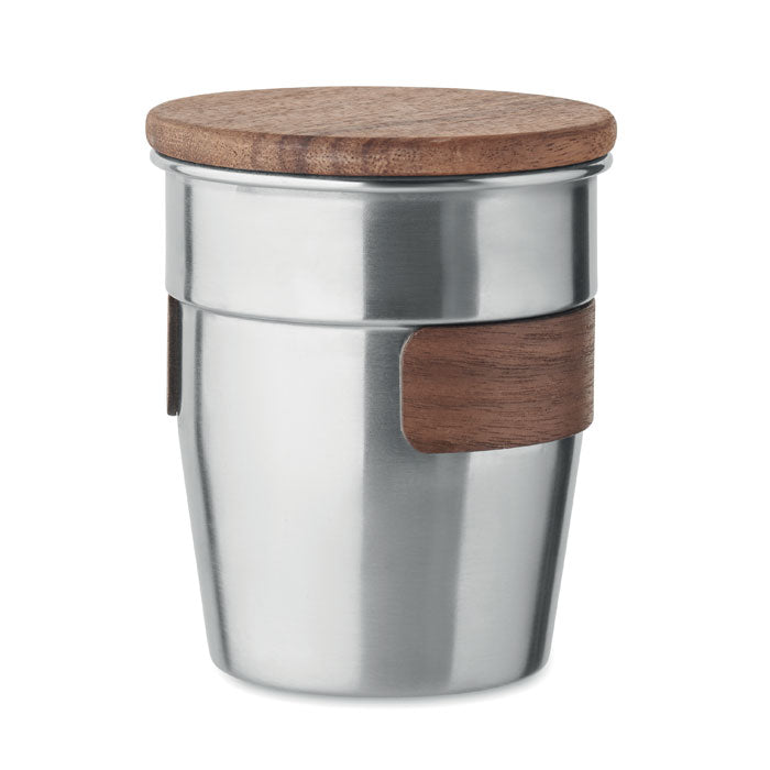 Branded Steel Tumbler with Walnut Grip without branding