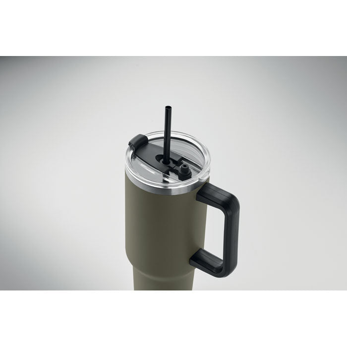 Branded Recycled Steel Tumbler with Straw - 1200ml without branding