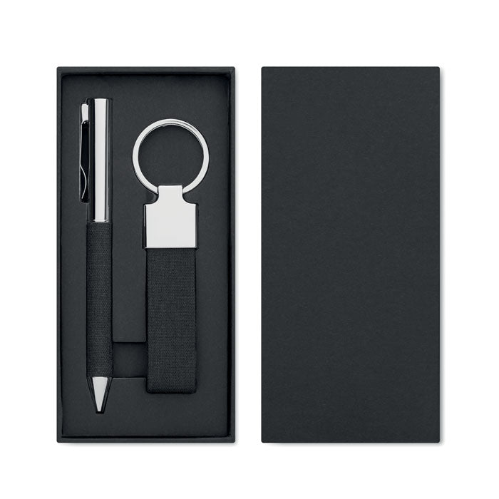Branded Twist Pen and Keyring Gift Set without branding