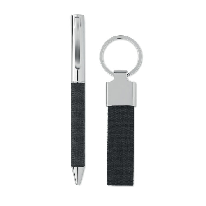 Branded Twist Pen and Keyring Gift Set without branding