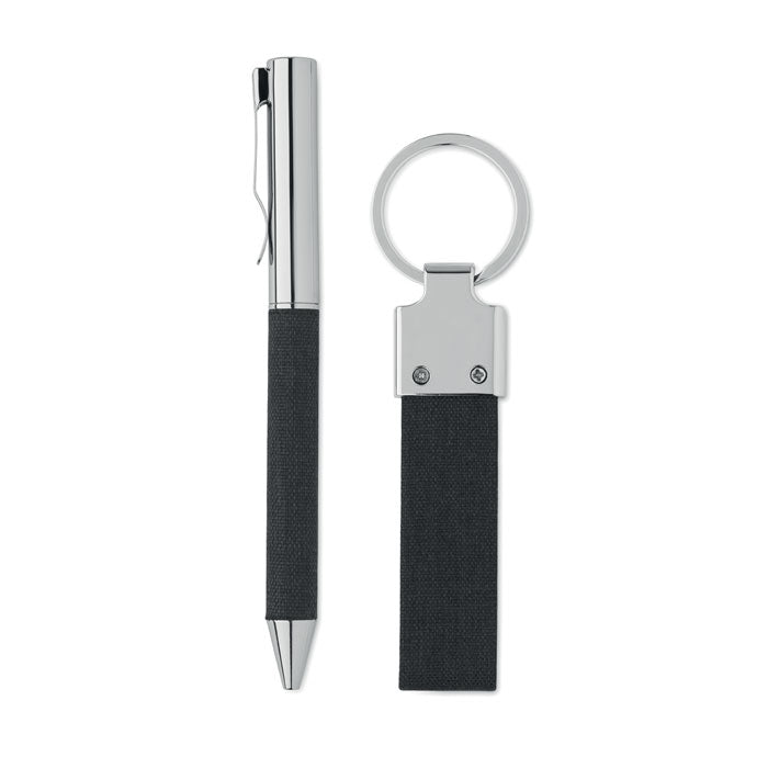 Branded Twist Pen and Keyring Gift Set without branding