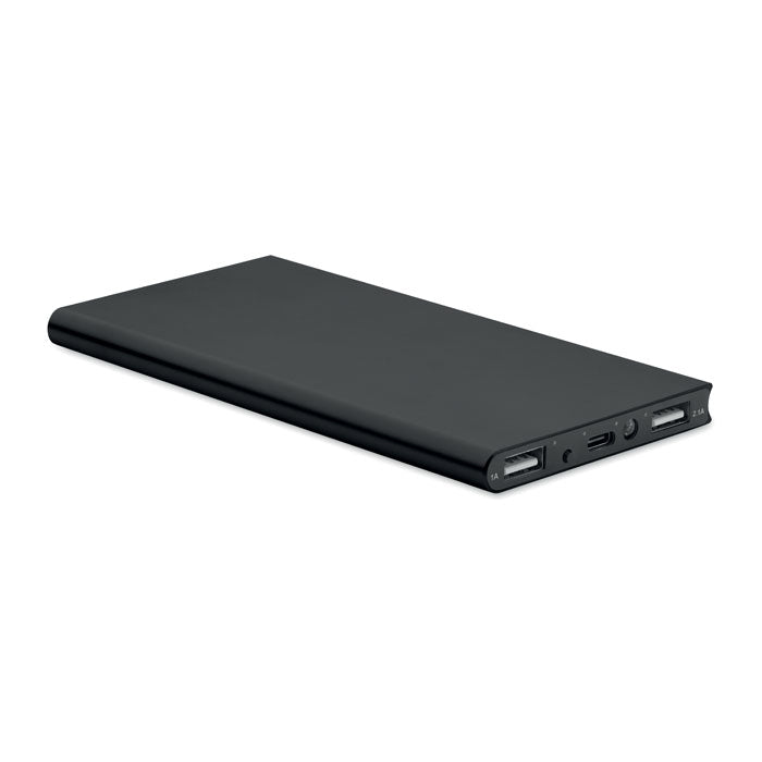 Branded Power Bank 8000mAh in Recycled Aluminium in Black