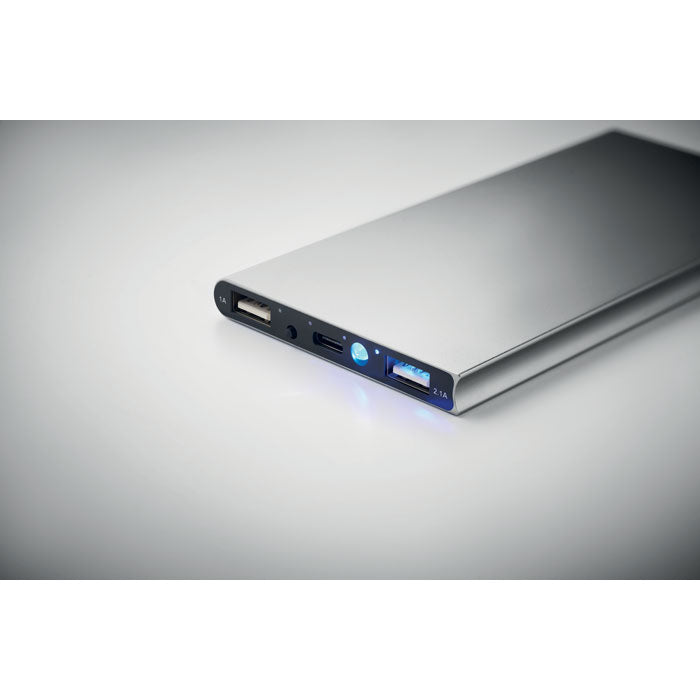 Branded Power Bank 8000mAh in Recycled Aluminium in use
