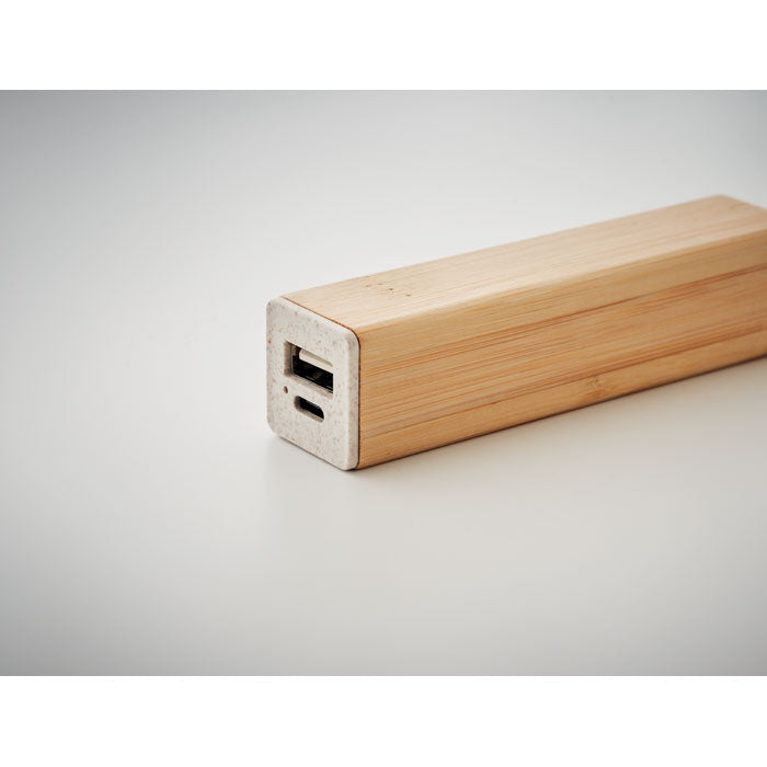 Branded Bamboo Power Bank 2600mAh without branding