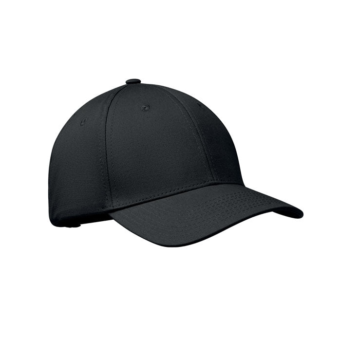 Branded 6 Panel Cotton Twill Baseball Cap 280gsm in Black