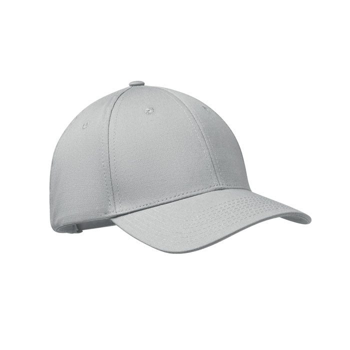 Branded 6 Panel Cotton Twill Baseball Cap 280gsm in Silver