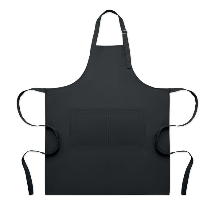 Branded Adjustable Polycotton Kitchen Apron 240gsm in Black