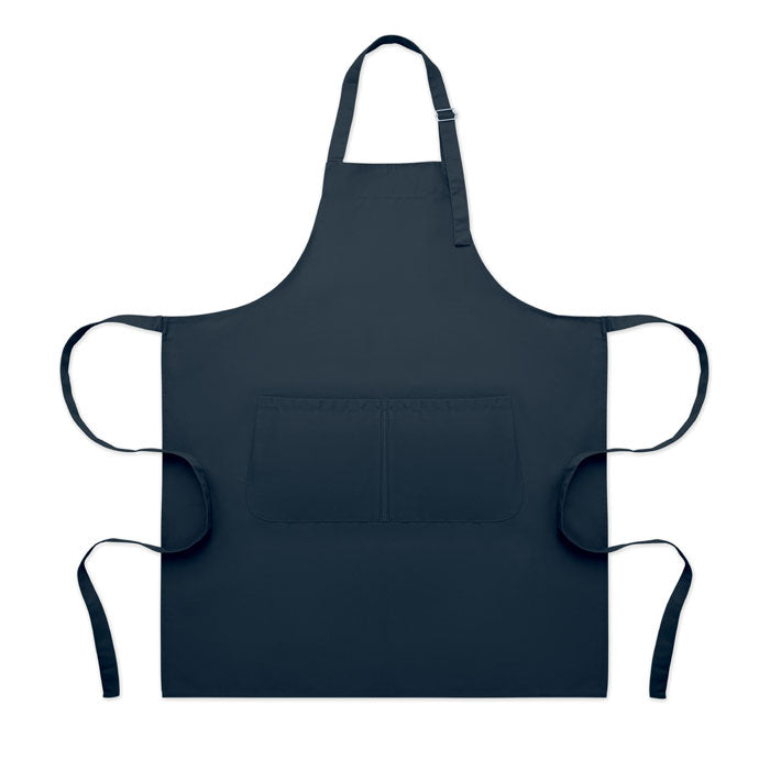 Branded Adjustable Polycotton Kitchen Apron 240gsm in Blue