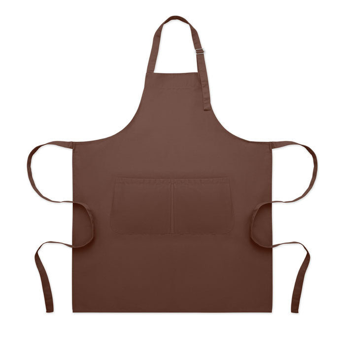 Branded Adjustable Polycotton Kitchen Apron 240gsm in Brown