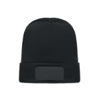 Branded RPET Beanie with Cuff and Patch in Black