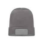 Branded RPET Beanie with Cuff and Patch in Grey