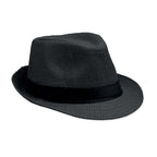 Branded Paper Straw Hat with Black Band in Black