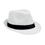 Branded Paper Straw Hat with Black Band in White