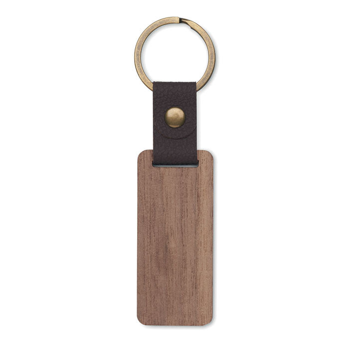 Branded Walnut and PU Key Ring without branding