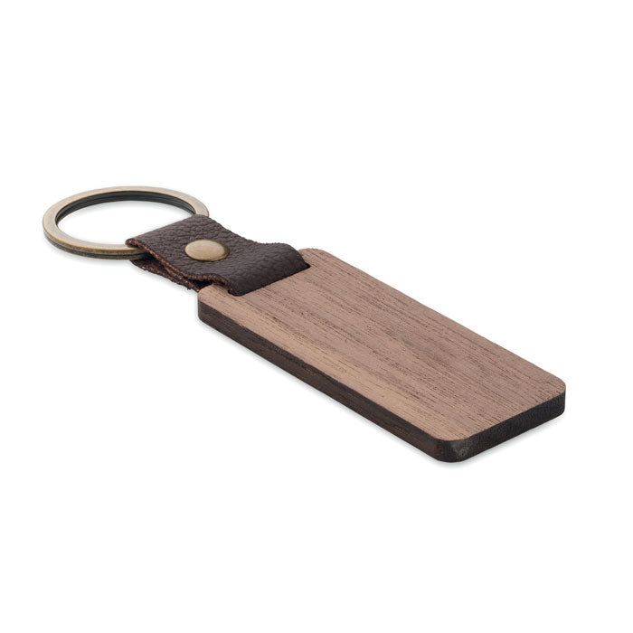 Branded Walnut and PU Key Ring without branding