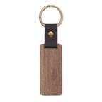 Branded Walnut and PU Key Ring