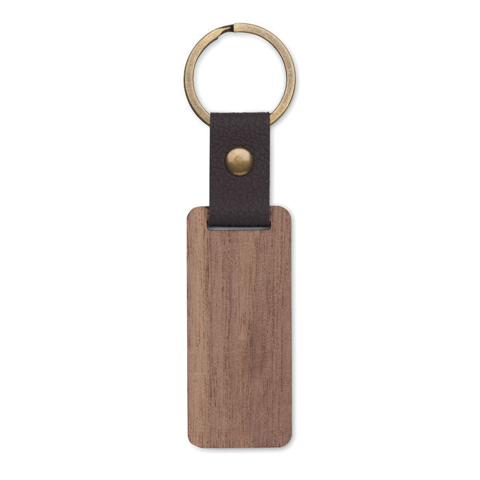 Branded Walnut and PU Key Ring