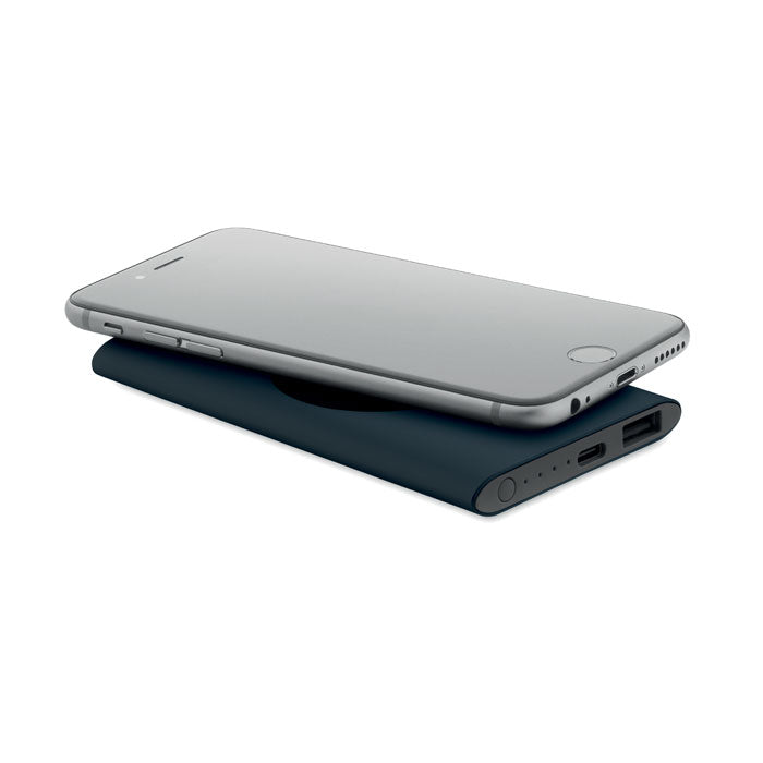 Branded Recycled Aluminium Wireless Power Bank 5000mAh without branding