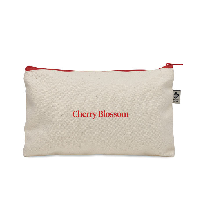 Branded Organic Cotton Cosmetic Bag 340gsm in Red