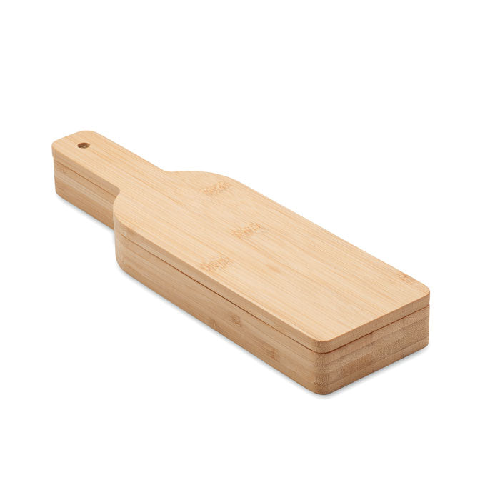 Branded Bottle Shaped Bamboo Wine Set without branding