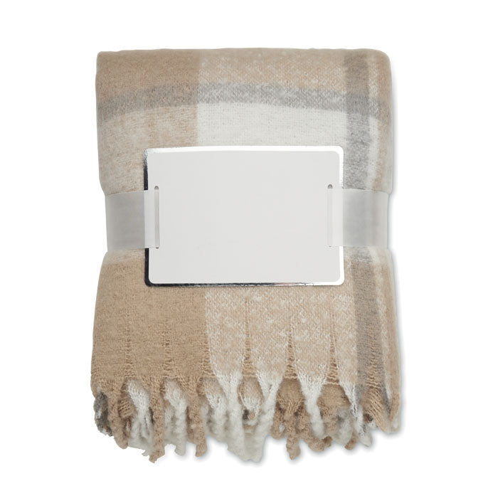 Branded Chequered Mohair Feel Blanket without branding