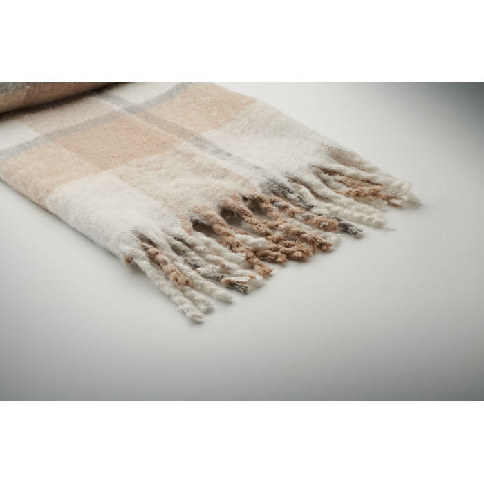 Branded Chequered Mohair Feel Blanket without branding