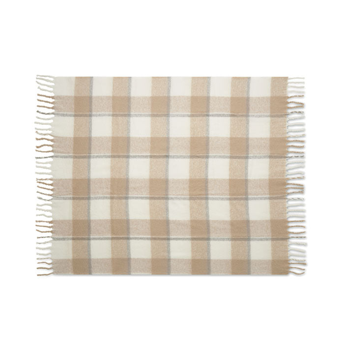 Branded Chequered Mohair Feel Blanket without branding