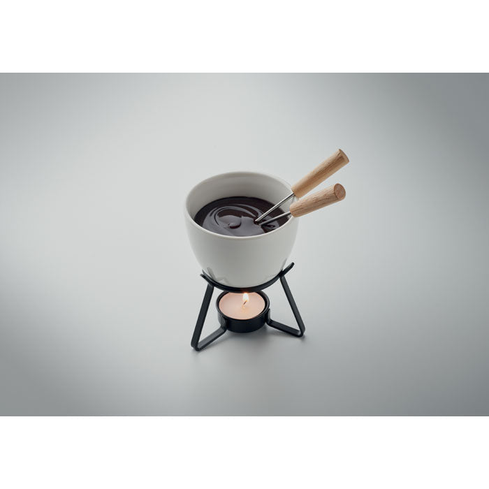 Branded Ceramic Fondue Set for Two 240ml without branding