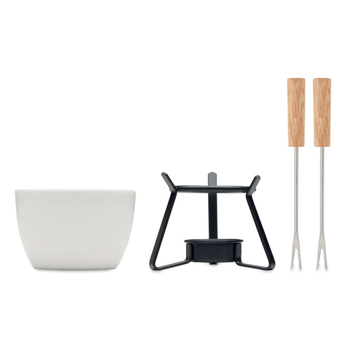 Branded Ceramic Fondue Set for Two 240ml without branding